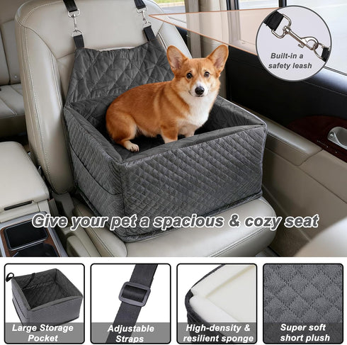 35 lbs, Memory Foam Dog Car Seat for Small/Medium Dogs,Travel Booster Seat for Dogs up to Washable Removable Cover