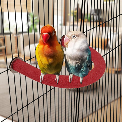 Rypet U Shape Parrot Perch Stand Toy for Paw Grinding, Quartz Bird Perch for Small Parakeets, Cockatiels, Conures,
