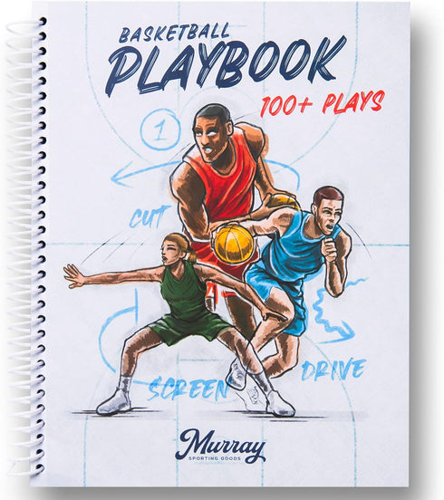 100+ Murray Sporting Goods Basketball Playbook - Coaches Journal Notebook with Over Plays - Perfect Coaching Equipment
