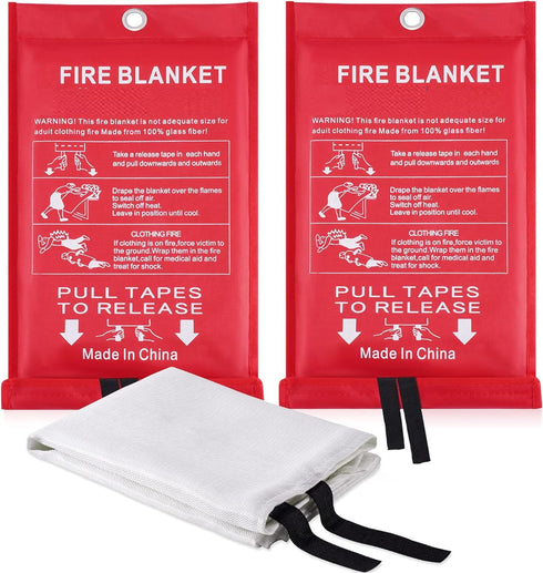 Fire Blankets - 3.3x3.3ft Fiberglass Retardant Blankets for Emergency Survival Kit, Durable Design