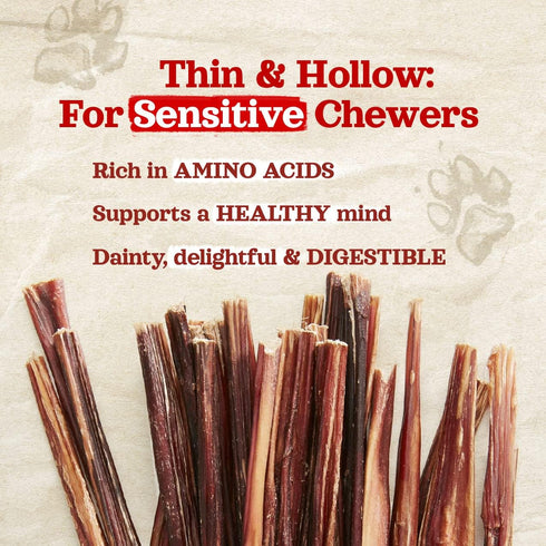 Natural Farm Bully Sticks, 6 Inch, 30 Pack, Thin Pizzle Pixie Beef Treats, Grain-Free, High Protein