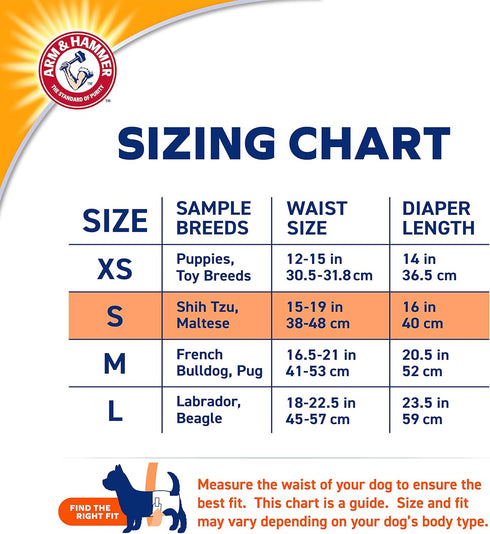 Arm & Hammer for Pets Female Dog Diapers, Size Small, Ultra-Absorbent, Adjustable, Leak-Proof (Pack of 6)