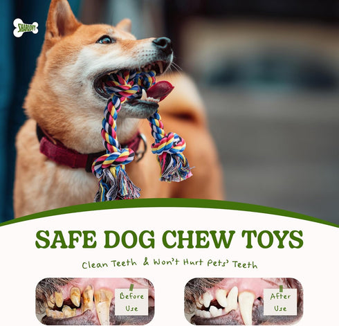 2 Pack Dog Rope Toy for Small Dogs - Durable Cotton Chew Toys for Teething and Tug of War