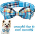Unique Style Paws Plaid Dog Collar with Bow - Adjustable Soft and Comfy Bowtie Collars for Small Medium Large Dogs