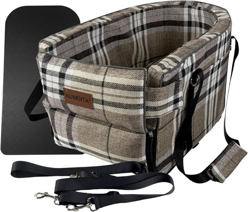 Kumdita' Center Console Car Seat & Carrier for Small Dogs & Cats with