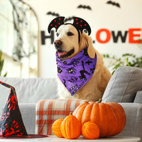 50 Pack Xuniea Halloween Dog Bandanas Large Dog Bib Scarf Pet Bandana Handkerchief Accessories for Medium Small Puppy