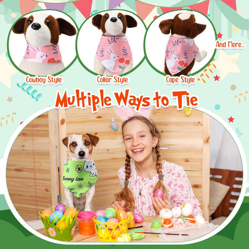 100 Kacctyen Pcs Easter Dog Bandanas Bulk Dog Adjustable Cute Washable Triangle Kerchief Scarf Bibs for Small to Medium