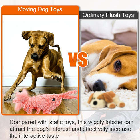 Mity rain Interactive Dog Toys, Wiggly Lobster Toy for Indoor & Outdoor, Rechargeable Floppy Plush Squeaky Dog Toys