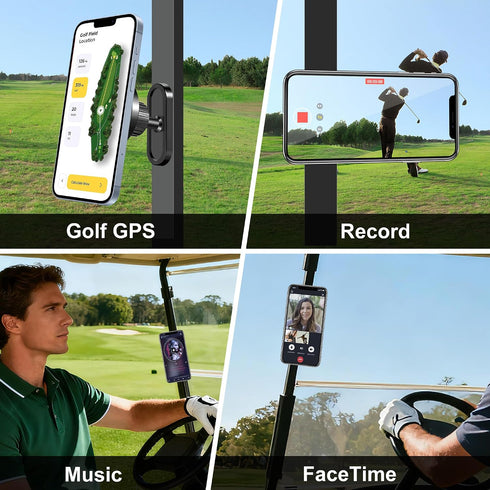 HGJMMX N52 360 12-17 Golf Cart Phone Holder, Magnetic Golf Phone Mount with Strong Magnets, Adjustable All-Metal Heavy