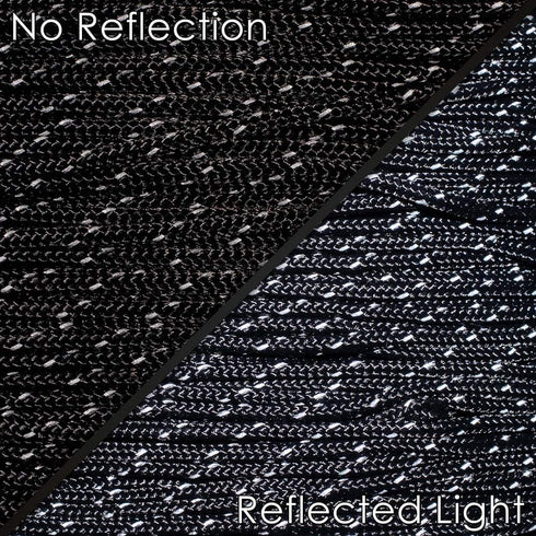 Paracord Planet Reflective 95 Paracord 50 Feet, Black, for Camping, Hiking, Tent, and Adventure Rope