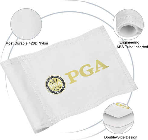 Golf Flag Mini, 8x6 Inch, Dual-Layer Silk-Printed, Fade-Resistant Nylon for Backyard Practice Putting Green