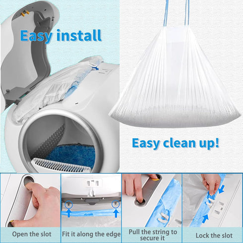 120 Count MW-SC01 MW-SC02/ MW-LR01, -17.7" 19.7" Cat Litter Box Liners Bags Compatible with MeoWant / Extra-Thick Cat