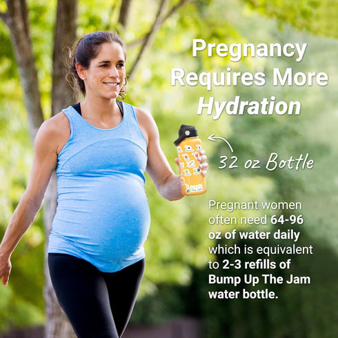 Bump Up The Jam 32 Pregnancy Water Bottle Tracker - Ounce Stainless Steel - Includes Weekly Pregnancy Tracker Stickers