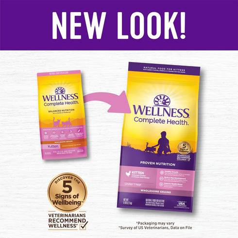 Wellness Complete Health Natural Dry Kitten Food with Wholesome Grains, Made in USA with Real Meat (Kitten, Chicken