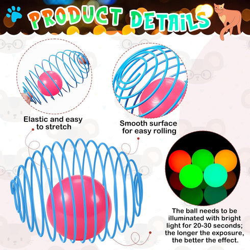 5 Jecery Pcs Cat Spring Balls Toys Stretchable Rolling Balls Colorful Playful Coils Interactive Action Toy Caged Rats