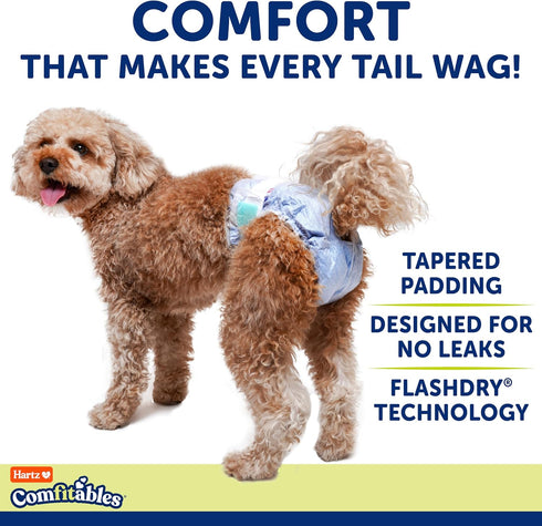 5 count, Hartz Comfitables Disposable Dog Diapers, Size XL Comfortable & Secure Fit, Easy to Put On, Super Absorbent