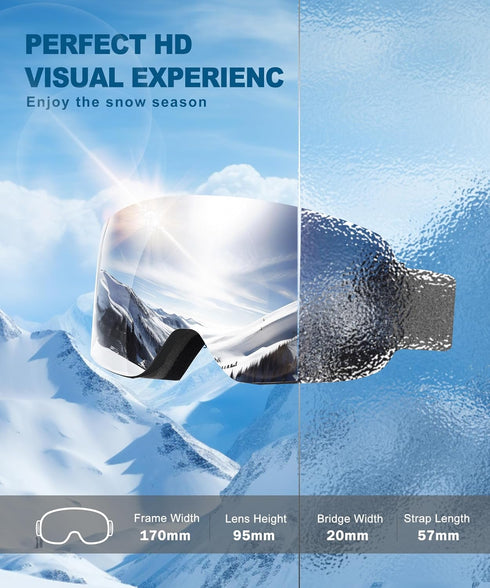 Ski Goggles for Men and Women, Anti-fog Snowboard Goggles with UV Protection