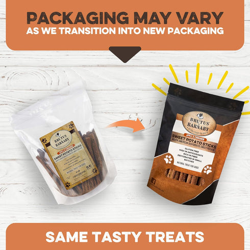 BRUTUS & BARNABY USA Sweet Potato Dog Treats - Crunchy Grain Free Cinnamon Apple Sticks, Promotes Positive Gut Health with Natural Anti-Diarrhea Properties (Cinnamon & Apple, 8 oz)