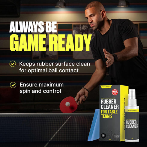 PRO SPIN Ping Pong Paddle Cleaner, Table Tennis Rubber Cleaning Kit, 200ml Rubber Cleaner & Sponge Included