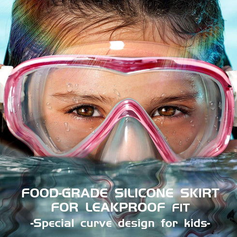Seago Kids Swim Goggles Snorkel Diving Mask - Anti-Fog 180° Clear View for Youth (5-15)