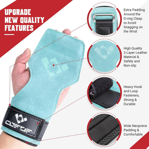 COFOF Weight Lifting Wrist Strap, Double Layer Leather Wrist Strap for Deadlift and Powerlifting, Adjustable Neoprene