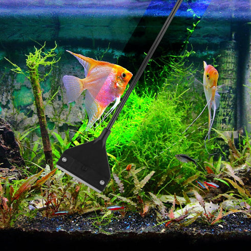 Algae Scraper for Glass Aquariums - 24.4 Inch Extendable Handle 2 in 1 Razor Scraper with 10 Blades for Fish Tank
