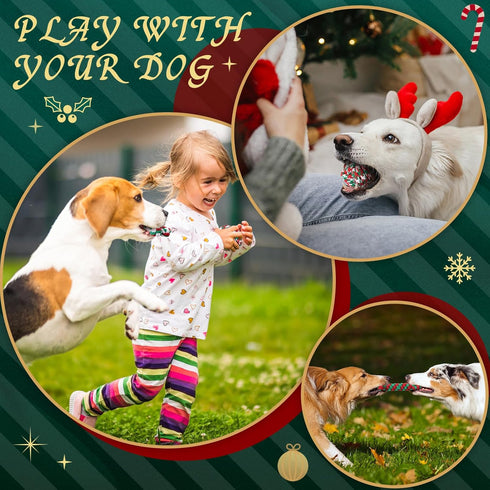 24 Pcs Christmas Dog Rope Toys, Interactive Chew Toys for Small Medium Large Dogs, Classic Style