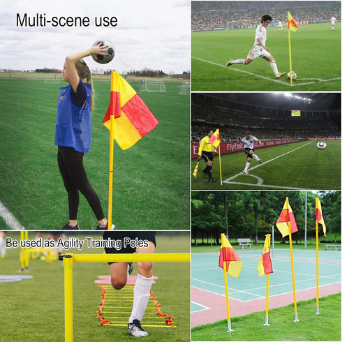 Zosebffej Set 4 Soccer Corner Flags with Storage Bag, of Corner Flags for Soccer Field, Football soccer training