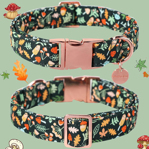 Daisy Fall Cotton Dog Collar with Metal Buckle, Autumn Gift Collar for Small Medium Large Dogs, Cute Durable