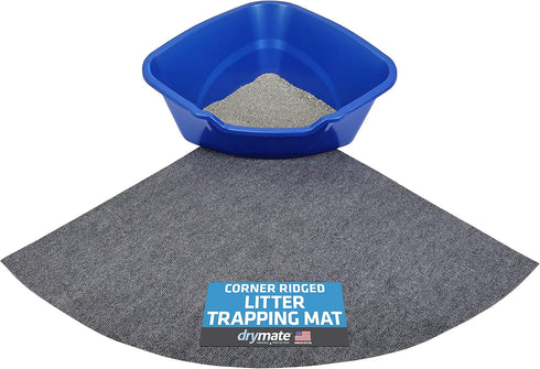 Drymate Corner Cat Litter Trapping Mat (Ridged Design), Waterproof and Machine Washable, Soft on Kitty Paws