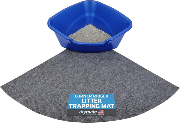 Drymate Corner Cat Litter Trapping Mat (Ridged Design), Waterproof and Machine Washable, Soft on Kitty Paws