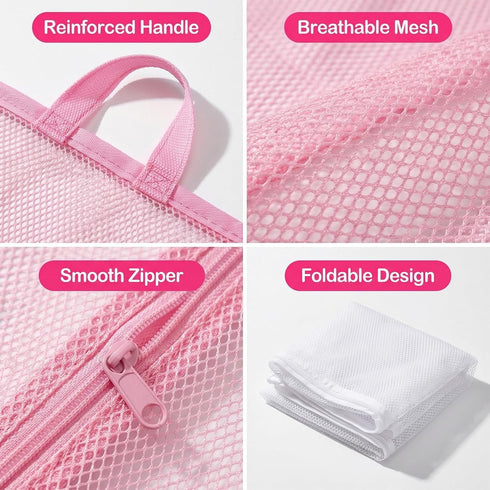 RAINFLOW 2 17.7 11.8 13.7 Inches, PCS Ball Pit Balls Bags - Storage Mesh Bag with Zipper Suitable for Storage,Sturdy
