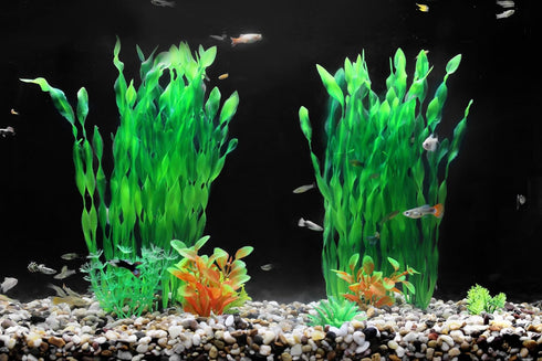 AQUANEAT Fish Tank Decorations, 12 Inch Tall Plastic Aquarium Plants, 10 Packs
