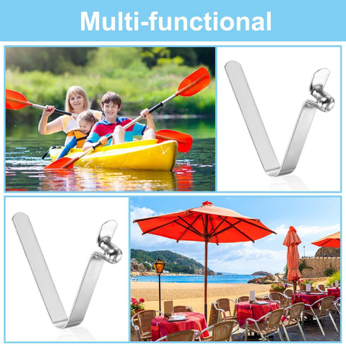 PATIKIL 6.4x5mm Kayak Paddle Snaps, 16 Pack Tent Pole Clips for Camping, Steel V Shaped Push Button Spring Clips