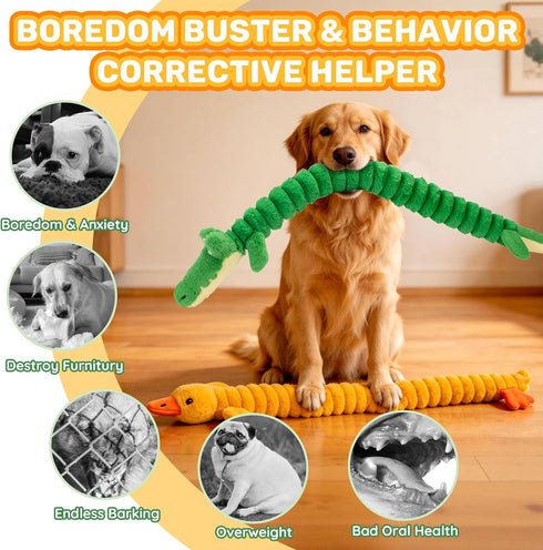 2-Pack 40 LECHONG Extra-Long Squeaky Dog Toys for Large Dogs, Soft Chew Plush Stuffed Animal Dogs Toy, Interactive
