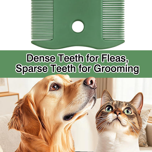 Attkryy 6-Piece Set Double-Sided Dog Cat Grooming Comb for Short Hair, Flea Removal and Daily Coat Care