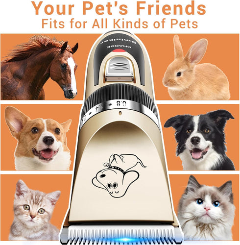Sminiker Professional Rechargeable Cordless Dogs Cats Horse Grooming Clippers - Professional Pet Hair Clippers