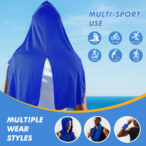 2 Pack 50 CSITE Cooling Hoodie Towels, Instant Cooling Towels for Neck and Face, UPF Sun Protection, Ice Towel for Hot