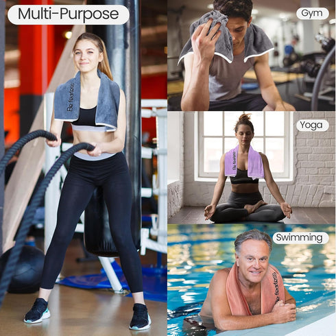 15 Set Swimming 30" 14", 5 Peryiter Pcs Microfiber Gym Towels for Men and Women, Soft Be Fearless Sweat Workout Towels