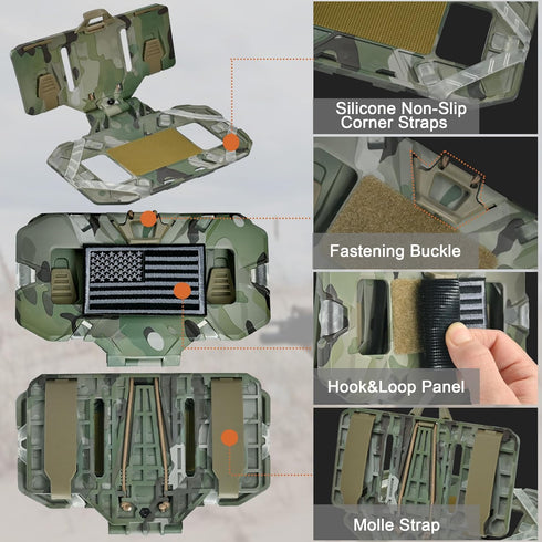 tactifans Tactical Plate Carrier Phone Mount, Universal Molle Phone Holder,Tactical Phone Holder Foldable Navigation