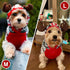 KYEESE Dog Christmas Sweater Hoodie with Leash Hole, Reindeer Snowflake Red Knitwear for Small Dogs, M