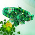 Lionheart Glory St. Patrick's Day Dog Collar, Green Plaid Flower Collar for Medium Dogs, Heavy Duty Cute Collars