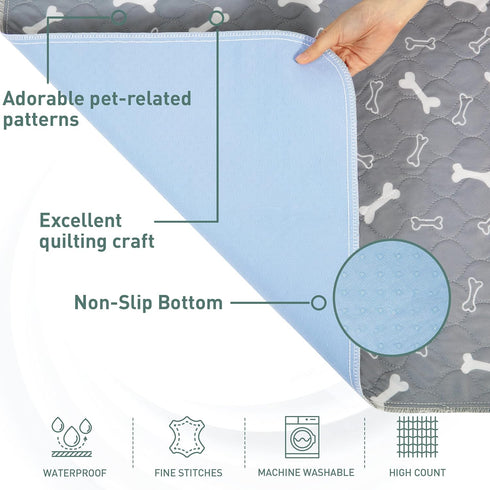 Eterish 48'' 60'' 2 Pack, Reusable Washable Pee Pads for Dogs Extra Large x Absorbent Pet Puppy Dog Training Pads