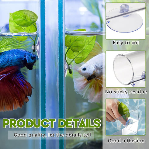 6 Pcs Acrylic Tube Tunnel for Betta Fish, Hollow Cave with Leaf Pad for Aquarium Decor