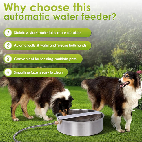 6.5L Automatic Dog Water Bowl Dispenser Large Breed Outdoor Pet Water Fountain Pet Waterer with Float Valve Heavy-Duty