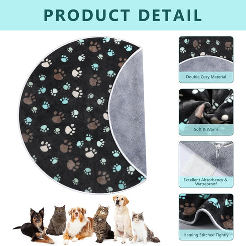 2 Pack 32" Round Whelping Pads for Dogs Washable Pee Pads for Dog Waterproof Pee Pads Black Reusable Puppy Pads Pet