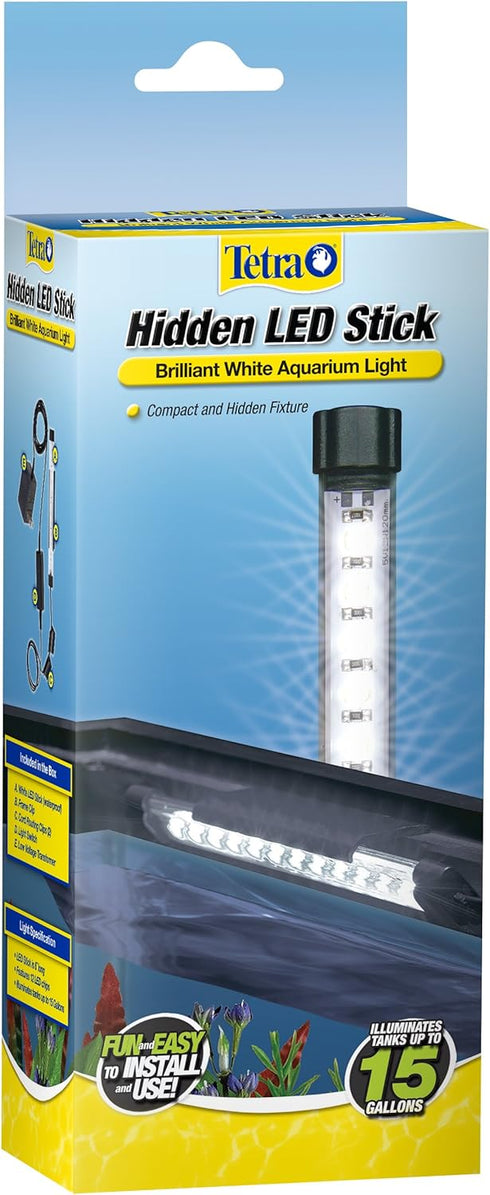 Tetra Hidden LED Stick 6 Inches, Brilliant White Aquarium Light for Tanks Up to 15 Gallons, Model 26658