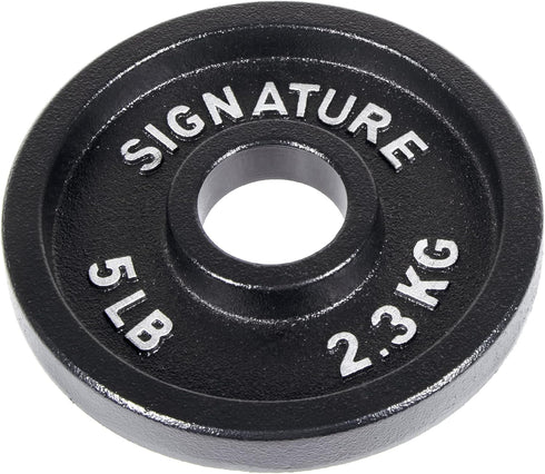 Signature Fitness Deep Dish 2-Inch Olympic Cast Iron Weight Plates - E-Coating for Durability