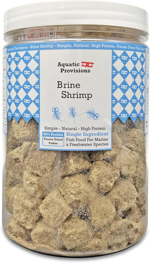 Aquatic Provisions Freeze Dried Brine Shrimp Cubes 2.5 oz, Fish Food for