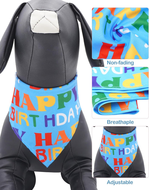 PET SHOW Dogs 1st Birthday Hats and Bandanas Set - Photo Props for 1-Year-Old Cats and Dogs (Blue)